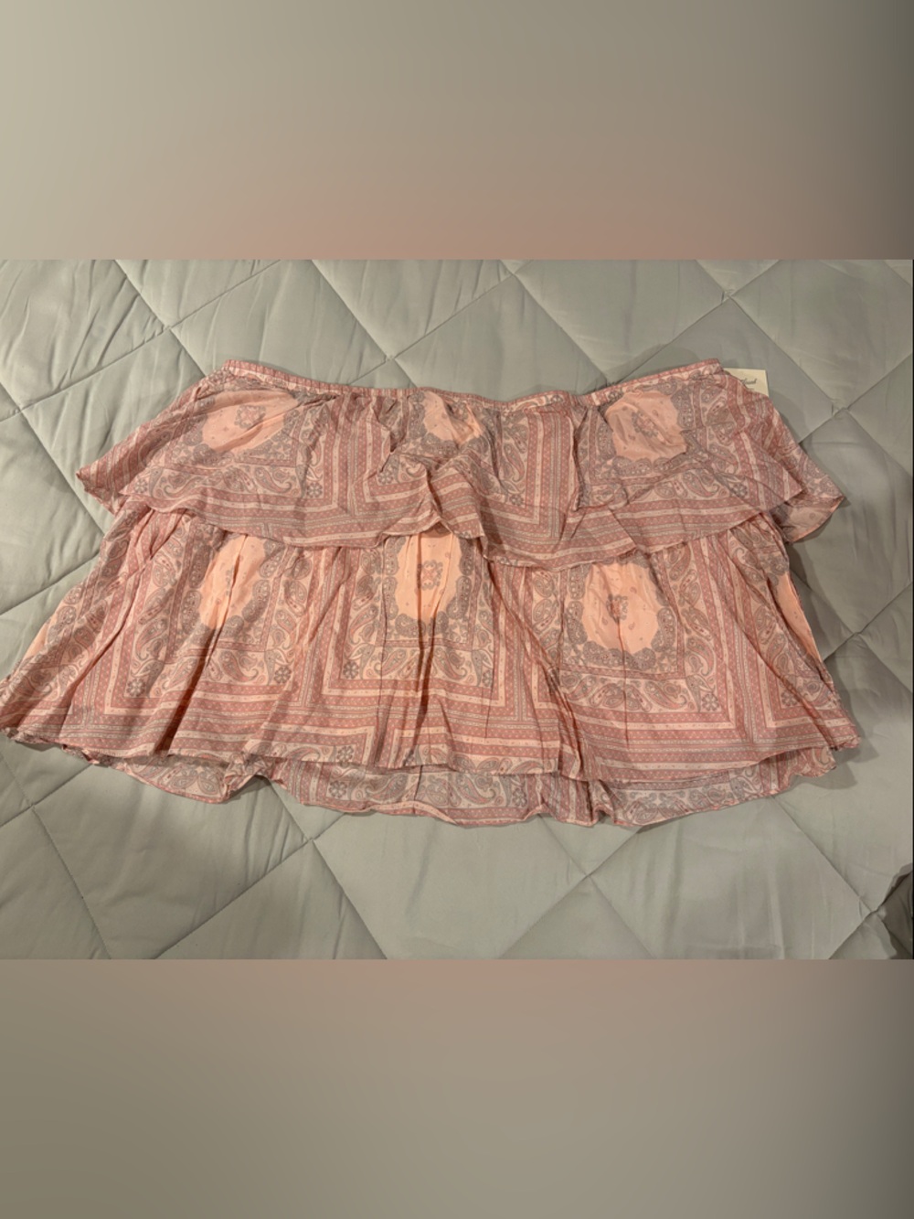 Universal Thread Peach and Mauve Paisley Tiered Mini Skirt